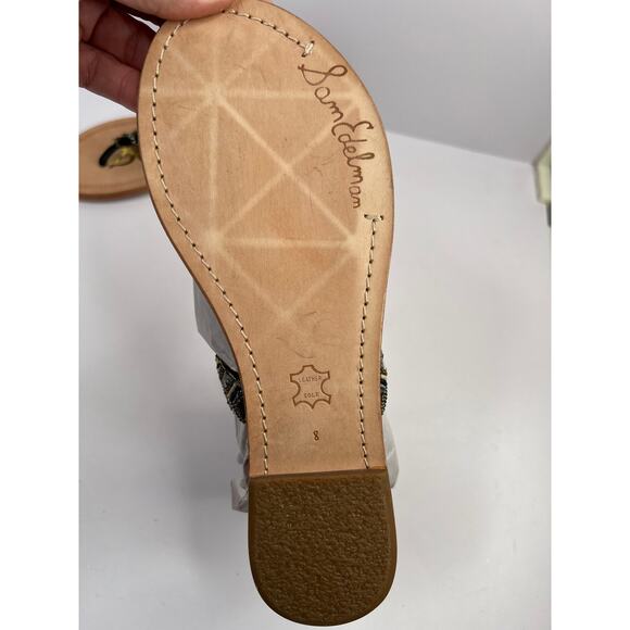 Sam Edelman Size 8 Beaded Fringe Gladiator Sandals Black Gray White NWOB - Picture 8 of 12